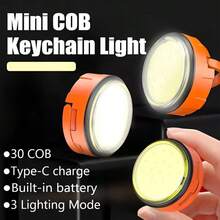 1pc Mini COB Handheld Camping Light With Hook, Portable USB Rechargeable LED Hanging Lantern, Multi-Function Work Flashlight, Suitable For Fishing, Camping, Night, Emergency, 3-Mode Handheld Flashlight - Round Light - View 4