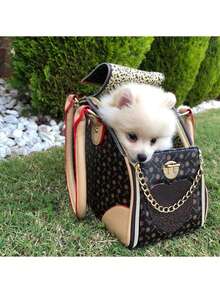 1pc Fashionable Pet Carrier Bag With Breathable Mesh, Small Animal Travel Bag, Spacious Interior, Equipped With Safety Buckle, Suitable For Cats, Puppies And Rabbits For Travel Or Vet Visits - Multicolor - View 9