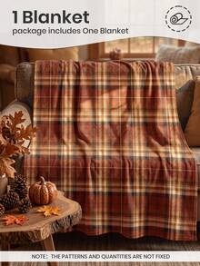 1pc Autumn Plaid Flannel Blanket, Single-Sided Print, Soft & Lightweight, Cartoon Pattern, Comfortable & Easy To Care, Multi-Purpose Blanket For Bedroom, Sofa, Study And Dorm, Room Decor, Autumn Home Decor, Ideal Autumn Gift, Perfect Birthday Gift - Multicolor - View 3
