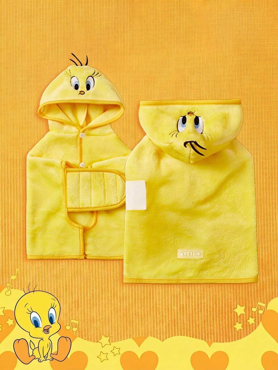 LOONEY TUNES X PETSIN 1条多功能黄色小鸟宠物猫狗通用保暖舒适毯，黄色秋冬季加厚吸水浴巾 - 黃色 - 查看 1