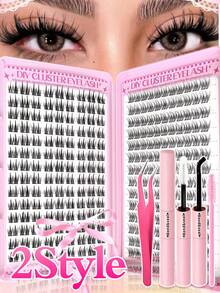 Eimny 340Pcs Manga Cluster Eyelash Extensions Featuring C-Curl. DIY Lash Extension Kit For Home Beauty, Equipped With Lash Glue, Tweezers, Lash Brush. Suitable For Daily Work, Weddings, Stage Performances, Outdoor Activities And Music Parties. - Multicolor - View 10