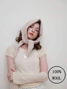 1pc Women's 100% Wool Triangle Scarf, Multi-Functional Warm Knitted Scarf, Suitable For Dating, Casual And Formal Occasions - Multicolor - View 2