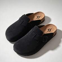Vintage Closed-Toe Unisex Slippers With Adjustable Buckle, Non-Slip Wear-Resistant Versatile Home Casual Slippers For Men And Women - Black - View 1