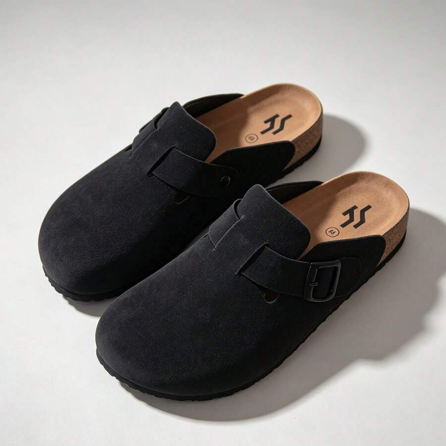 Vintage Closed-Toe Unisex Slippers With Adjustable Buckle, Non-Slip Wear-Resistant Versatile Home Casual Slippers For Men And Women - Black - View 1