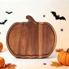 Natural Pumpkin Shaped Wooden Serving Tray | Smooth Wood Decorative Platter For Kitchen & Holiday Table Decor, Ideal Serving Board For Halloween, Thanksgiving & Christmas, Perfect Gift For Cooking Lovers - View 5
