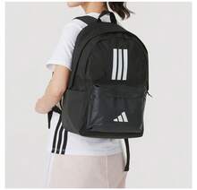 Tas ransel adidas klasik berbahan kain polos, ukuran reguler, gaya unisex, gaya pasangan, hitam. - Hitam - View 8