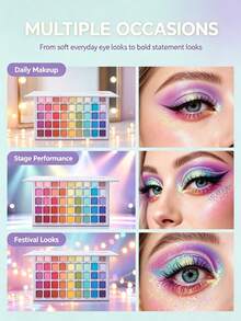beauty glazed 45-Color Eyeshadow Palette, Rainbow Matte & Shimmer Eyeshadow Set, Bright Face Powder, Stage Makeup - Multicolor - View 2