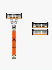 Men's Manual Shaving Kit - Ultra-Sharp 6-Blade, Replaceable Razor Head, Ergonomic Handle Design, Perfect Gift For Father's Day And Birthday, Reusable With Replacement Blades, Essential For Precise And Smooth Shaving (Gift Box Not Included), Halloween, Christmas - Multi-color - View 12