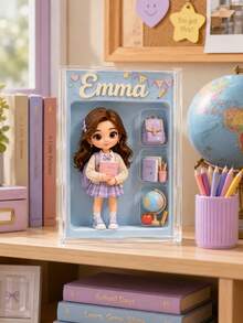 Custom Portrait Doll, Personalized Digital Portrait Art, Custom Photo To Cartoon Acrylic Plaque, Wedding Keepsake, Personalized Acrylic Keepsake, Anniversary Gift, Perfect Keepsake For Someone Special, Personalized Photo Stand, Office Decor, Elegant Living, Photo Gift - Multicolor - View 5