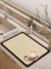 1pc Luxury Faux Linen Woven Pattern Kitchen Mat, 3.5mm Soft Rubber Cuttable, Absorbent & Dirt-Resistant Anti-Slip Kitchen Mat, Living Room Floor Mat, Bathroom Mat, Suitable For Entryway, Hallway, Outdoor Garden - Multicolor - View 8