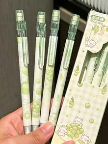 4pcs Strawberry Automatic Pencil Student 0.5mm No-Sharpening Pencil Grape Durable Lead Student Activity No-Sharpening Pencil - Multicolor - View 3