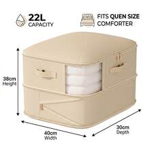 4x Large Collapsible Clothes Storage Bags With Zips, Bedding & Blanket Storage Organisers For Bedroom Wardrobe - Champagne - View 3
