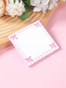 Pink Bow Pattern Sticky Notes 4Pcs Self-Adhesive Memo Pads Cute Square Notepads Office School Stationery Supplies - 7.5 X 7.5 cm - View 8