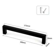 1pc Silver Stainless Steel Cabinet Handle Square Furniture Hardware Kitchen Cabinet Wardrobe Door Drawer Pull - Multicolor - View 17
