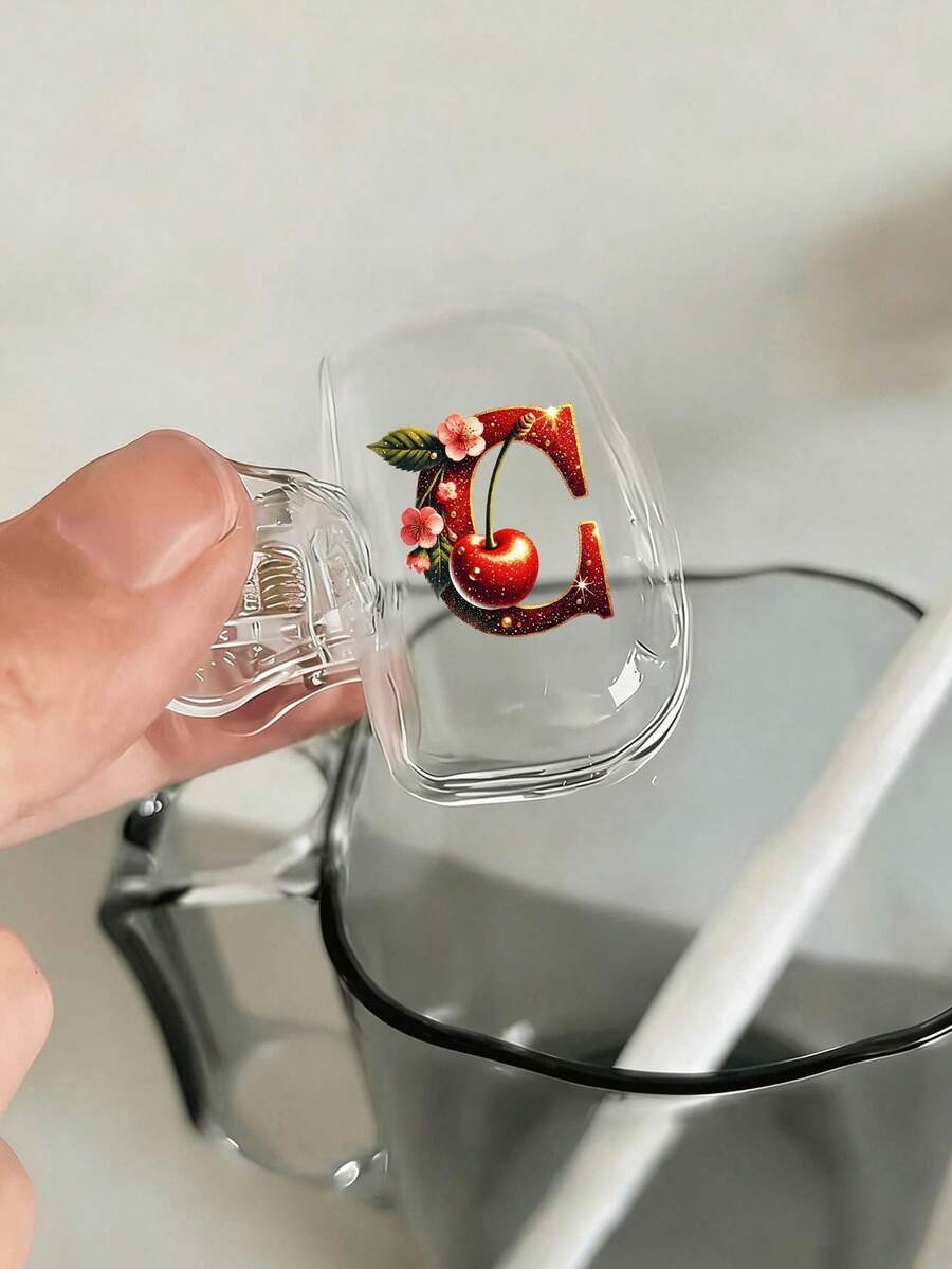 Cherry Sparkling Gold Red Letter Toothbrush Holder - Cute Design Travel And Home Storage Box With Transparent Lid, Compact Portable Design Easy To Carry, Protects Toothbrush Head, Dual Drainage And Ventilation Function, Suitable For Home, Dorm And Travel Use | Cute Toothbrush Head Storage Box, Suitable For Bathroom Storage, Suitable For Home And Dorm Use - Multicolor - View 1