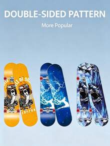 1 Pack Skateboard, Beginner 4-Wheel Double Kick Skateboard Set, Unisex Skateboard For Teens, Outdoor Sports Suitable For Stadiums & Parks - A - View 7