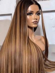 13*4 HD Transparent Lace Front Wig, Straight Human Hair, P4/27 Honey Blonde Highlights, 200% Density, With Natural Hairline And Delicate Baby Hairs – Premium Everyday Styling For Women. - S4/27 - View 2