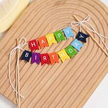1 Set Happy Birthday Cake Banner, Mini Happy Birthday Cake Topper Sign, Rainbow Cupcake Topper, Colorful Cupcake Decorations, Banner For Boys Girls Party - Happy Birthday - View 9