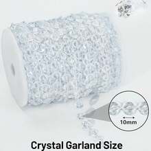 1 Roll/590 Inches/15 Meters Crystal Garland, Acrylic Transparent Crystal Beads, Diamond Shaped Crystal Garland For Christmas Tree Wedding Party Decoration, Bead Curtain DIY - White - View 5