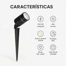 Kit 10 Espetos Focco Led 7w 3000k 450lm Bivolt Branco Quente - Multicolorido - Visão 6