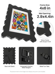 1pc Scallop Picture Frame Available In Multi Color/Size With White Mat, Wave Edge Photo Frame For Children's Gift, 11x14/8x10/6x8/5x7/4x6 Inch, Blue/Red/Yellow/Green/Black/White - Scalloped Picture Frame - View 23