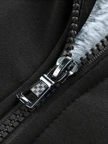 Conjunto de 2 piezas de chaqueta con capucha de apertura frontal y pantalones casuales para hombre, múltiples bolsillos prácticos, forro de felpa, adecuado para uso casual diario en invierno - Negro - Ver 8