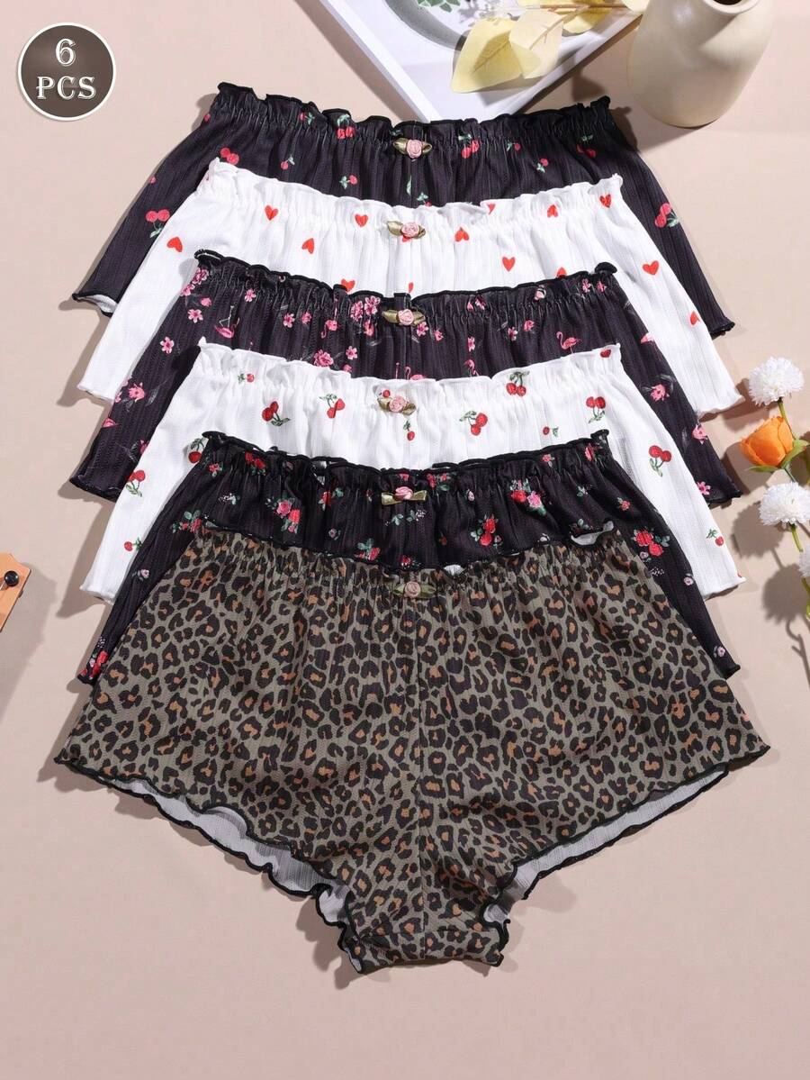 6pcs Women's Multi-Color Fashionable Triangle Panties, Lightweight Skin-Friendly Fabric, Suitable For Daily Wear, Comfortable And Stylish - Multicolor - View 1