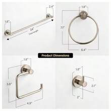 4-Piece Bathroom Accessory Set, 24-Inch Towel Bar, Towel Ring, Robe Hook And Toilet Paper Holder - Brushed Nickel - View 4