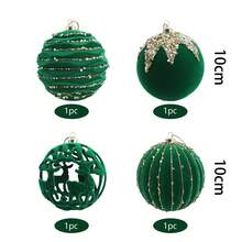 4/6pcs Christmas Ball Set, Blue Painted Green Flocked Mori Style Multi-Design Christmas Tree Hanging Ornaments, 10cm Christmas Decoration - Multicolor - View 4