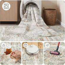 Alfombra de pasillo antideslizante para dormitorio, alfombra lavable con reverso de goma - Alfombra suave de pelo corto para cocina, lavandería, baño (61 x 244 cm, beige/marfil) - Plateado - Ver 8