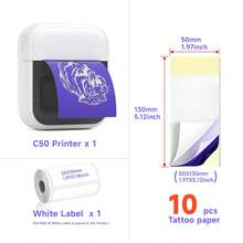 ORICO Mini Tattoo Stencil Print kompatibel dengan pencetakan label. Cocok untuk seniman tato, ahli tato, dan pemula tato, dan dapat digunakan kapan saja, di mana saja dengan menghubungkannya ke ponsel Anda. - Hitam dan Putih - View 14