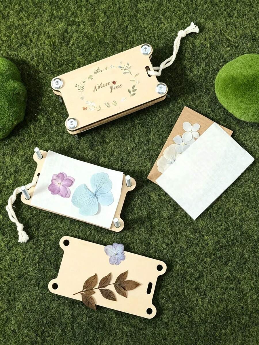 أداة ضغط الزهور DIY، أداة ضغط حفظ العينات الخشبية، مجموعة ضغط الزهور، مجموعة ضغط الزهور والأوراق الخشبية الاحترافية، مجموعة ضغط الزهور القابلة لإعادة الاستخدام - متعدد الألوان - مشاهدة 1