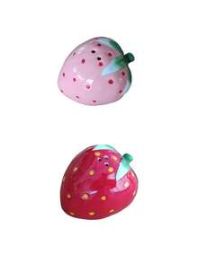 2 pièces Salières et poivrières créatives en céramique en forme de fraise, peintes à la main, pots à assaisonnement, convient pour un usage quotidien à la maison, bouteilles d'épices pour table de restaurant, fêtes de barbecue en plein air, cadeaux, décoration de fête - Multicolore - Voir 12