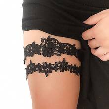 EVERDINAH 2Pcs Multi-Color Bridal Lace Garter Set, Elastic Wedding Thigh Bands For Bride, Floral Leg Accessories For Wedding, Bridal Shower, Party & Photoshoot,Halloween - Dusty Blue - View 4