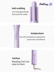 PinkSings Automatic Hair Curler Rotating Curling Iron Straightener And Curler | 2-In-1 Styling Tool, Smart Timer, Ceramic Coating, 3 Temperature Settings, Dual Voltage Travel Compatible - Purple - View 11