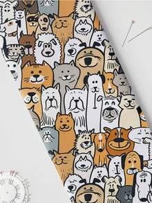 1pc Cute Cat Animal Print Quilted Polyester Fabric, Soft & Slightly Elastic, Pre-Cut Size 50x145/100x145/145x200cm, DIY Handmade Fabric, Suitable For Clothing Making, Doll Clothes, Quilting, Gift Wrapping, Sewing Projects, Hand Wash Only - 2026 Animal Series - View 3