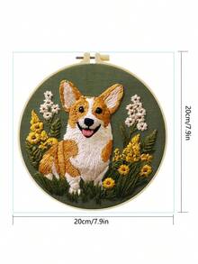 1PC 20*20cm/7.9*7.9in,Puppies, Kittens, And Mice Embroidery Kit, DIY Handmade Embroidery Set For Adult Beginners, Home Gift, Women's Sewing Gift, Including User Manual, Printed Pattern Fabric, Embroidery Frame, Needle And Thread. - Puppies, Kittens, and Mice - View 4