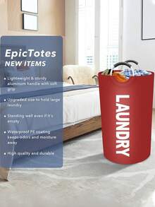 Large Capacity Waterproof Laundry Basket With Handle, Foldable Fabric Storage Bin, Dirty Clothes Hamper, Suitable For Travel, Organizing Clothes, Blankets, Towels And Toys, Applicable For Home Bedroom, Laundry Room And Dorm Storage - Multicolor - View 5