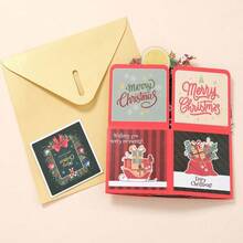 1pc,Christmas Pop-Up Three-Dimensional Box, Christmas Greeting Card With A Note Card And Envelope Atmosphere Scene Setting Props Gift - Multiple Styles - View 7