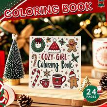 GDTME 2027 New Cozy Girl Warm Christmas Coloring Book, 20*20cm Square Format, Single Volume 24 Pages, 120g Thick Pearlescent Paper. Inner Pages Feature Healing Christmas Elements Like Wreaths, Gingerbread Men, Christmas Hot Drinks, Candy Canes, Etc. Minimalist And Cute Art Style With Clear And Smooth Lines For Easier Coloring. Thick Paper Prevents Bleeding And Seepage, Suitable For Colored Pencils And Crayons. Ideal For Teens 14+ And Adults For Leisure And Stress Relief Coloring, Full Of Atmosphere, Perfect As A Creative Christmas Holiday Gift. - Cozy Christmas Coloring Book for Women - View 11