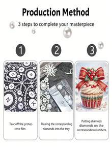 1pc/3pcs Pearl Painting Set Cupcake Theme Adult Round Half Pearl Rhinestone Art Handmade Home Wall Decoration Christmas Gift - Sets - View 5
