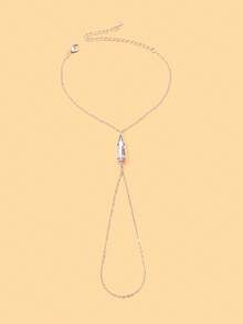 outingfit 1pc Water Drop Linked Finger Bracelet, Minimalist Luxury Rhinestone Hand Chain, High-End Niche Design Versatile Hand Jewelry - Water Drop - View 9