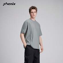 Áo thun thể thao nam Phenix ALK 2026SS mùa xuân, mặc ngoài trời, chống thấm nước, dáng rộng, vải dệt, tay ngắn, phong cách thường ngày - Xám đá xanh - Xem 4
