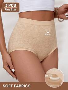 3pcs Women's Mid-High Waist Panties, Daily Triangle Briefs, Minimalist Style, Breathable And Skin-Friendly - Multicolor - View 3