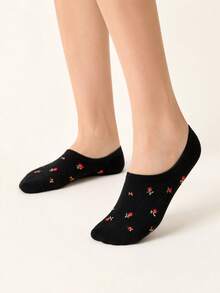 5 pares de calcetines tipo barco con estampado floral pequeño multicolor aleatorio (sin bordado), transpirables y cómodos, adecuados para todas las estaciones, colores aleatorios - Multicolor - Ver 9