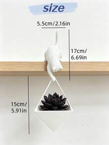 1pc Cute Hanging Cat-Shaped Succulent Planter, 3D Printed Kitten Desk Flower Pot, Minimalist Style Desktop Plant Stand, Creative Home Decor - A - View 8