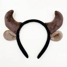 1pc Plush Red Devil Horn & Cow Ear Headband, Halloween Cosplay Costume Hair Accessory, Party Holiday Photo Prop - View 12