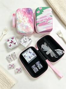 6pcs Butterfly Print Portable Storage Bag Set, Girls Travel Organizer, Data Cable & Earphone Storage Box, Cute Small Item Organizer Bag - Multicolor - View 4