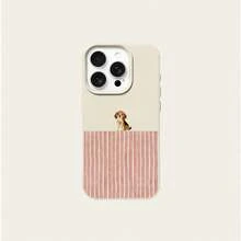 1pc TPU Material Cute Beagle Dog Striped Pattern Phone Case Compatible With IPhone 17 Pro Max/17/16 Pro Max/15/13/12/11/ S20 FE/A15/S24/A55/ Note 11/Note 12/Note 13 Pro Full Coverage Anti-Drop Soft Shell Phone Protective Cover - White - View 5