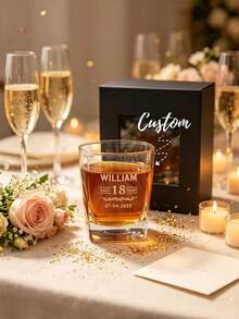 Customized Birthday Whiskey Glass 305ml Engraved Bourbon/Scotch Whiskey Short Glass Gift For Men Suitable For Dad, Husband Or Friend - Multicolor - View 3